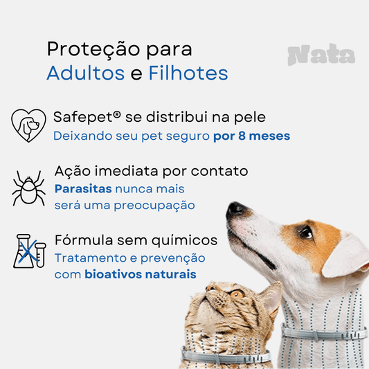 Colar SafePet - Anti Pulgas e Carrapatos [8 Meses de Proteção]